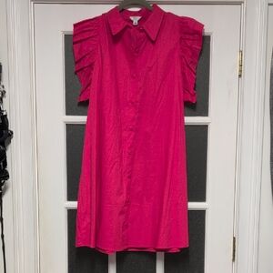 Crown & Ivy Vibrant Pink Button-Down Dress